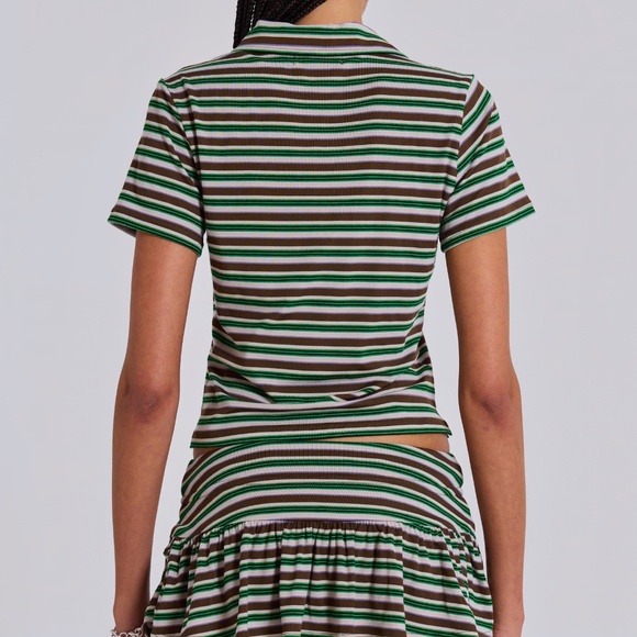 Jaded London Mila Stripe Polo Shirt UK 8/ US S - Picture 2 of 9